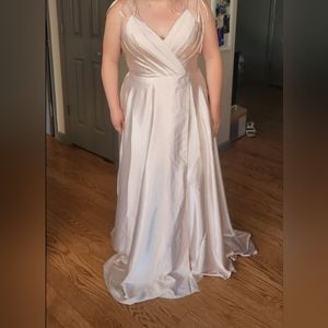 Blush pink satin dress